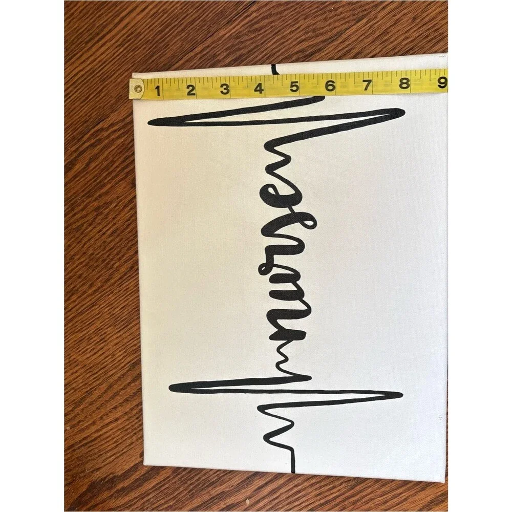 Nurse Heartbeat Canvas Wall Art - Black